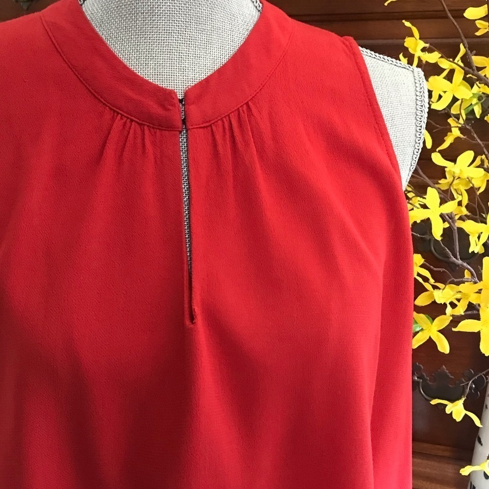 elodie Coral Orange High-Low Sleeveless Top Size Medium